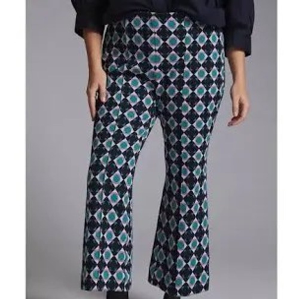 Maeve Margot Pants Women Small Black Pink Green Excellent Geometric Kick Flare